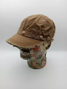 Sombrero Vintage Brokedown Marrón Ajustable Estilo Militar Envejecido Adornado - Imagen 1 de 5