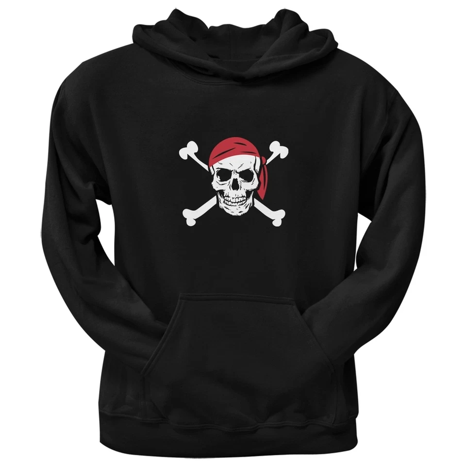 Sudadera con capucha pulóver negra para adultos Jolly Roger Foto 1 de 1