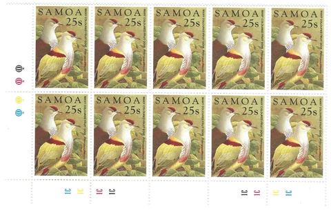 1998 25s SAMOA MNH STAMP #962 BIRDS BLOCK STRIP WITH TAB Cover