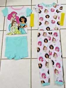 JUEGO DE DOS PIJAMAS DE ALGODÓN PRINCESA DISNEY TALLA 3T ARIEL BELLE JASMINE NUEVO CON ETIQUETAS - Imagen 1 de 5
