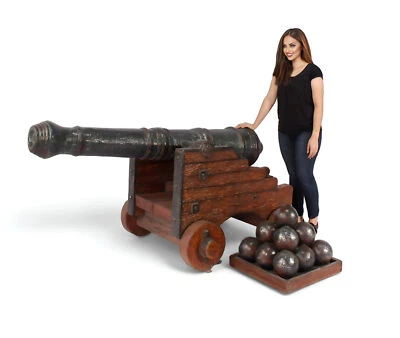 Cañón pirata tamaño natural estatua cañón grande réplica interior exterior duradero Foto 1 de 4