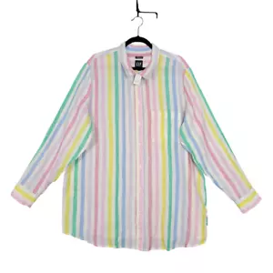 NUEVO CON ETIQUETAS GAP Arco Iris 100% Lino Camisa Novio Playa Costera Abotonada Top TALLA XXL - Imagen 1 de 12