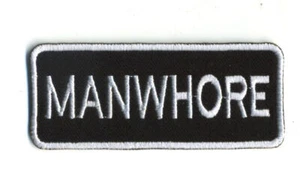 manwhore patch badge motorcycle biker novelty vest chopper MC white - Picture 1 of 1
