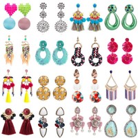 Boho Womens Lady Crystal Earrings Ear Stud Tassel Dangle Drop Statement Jewelry