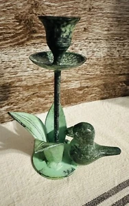 BIRD Metal Candle Holder Verdigris Archana Crafts Handcrafted India Green - Picture 1 of 9