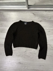 Vintage Weekend Max Mara Brown Mesh Knit Cropped Sweater Size M - Picture 1 of 8