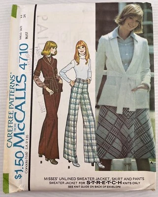 McCall's Sewing Pattern 4710 Vintage Sweater Jacket, Skirt, Pants, Size 12 - Image 1 of 3