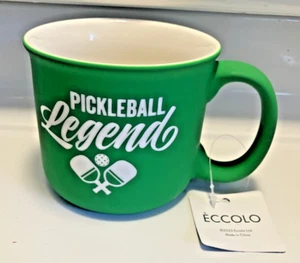 ECCOLO " PICKLEBALL LEGEND” Green Mug Cup Soft Touch 18oz NWT - Picture 1 of 7
