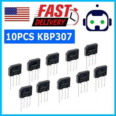 MINIDUINO 10 x Bridge Rectifier KBP307 Full Wave 700Volts 3Amp Three Flat Rectifiers N240