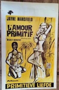 PRIMITIVE LOVE - L'AMOUR PRIMITIF JAYNE MANSFIELD ORIGINAL BELGIAN MOVIE POSTER - Picture 1 of 1