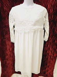 Pologram White Lace Midi Maternity Nursing Dress Size Large New - Picture 1 of 12