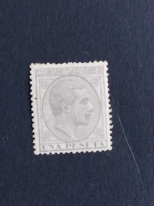 ESPAÑA 1878 ALFONSO XII Edifil 197* 1 Pt. MH CON CHARNELA. Punto de aguja - Imagen 1 de 2