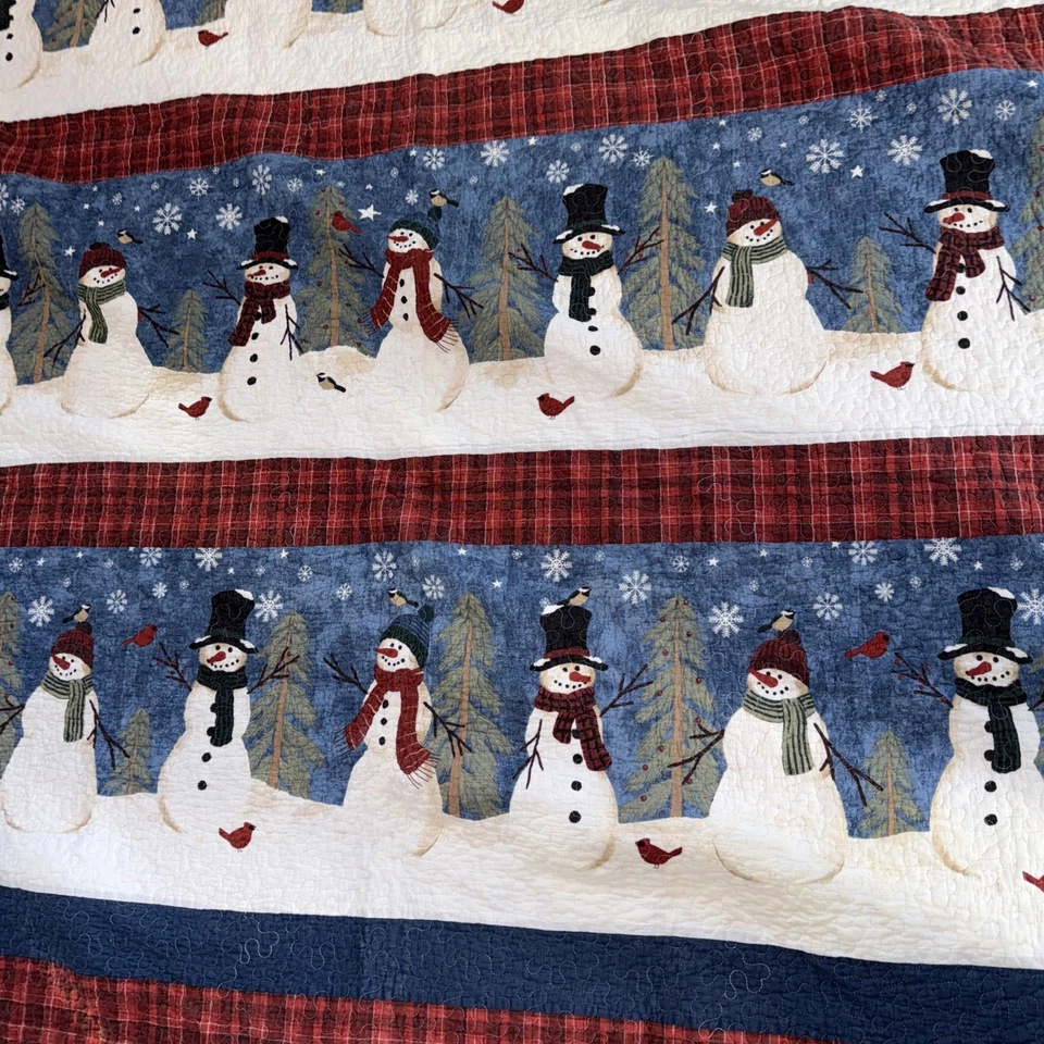 2 Piezas - Muñeco de Nieve Azul San Nicolás Cuadros Reversible COLCHA +1 FARSA -King Usado en Excelente Condición Foto 1 de 4