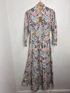 Boden Clara Cotton Maxi Shirt Dress Floral Print Size UK 10 Long New With Tags - Picture 1 of 11