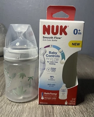 NUK Smooth Flow Anti-Colic Bottle 5oz 0m+ Safe Temp Indication Silicone - Image 1 of 4