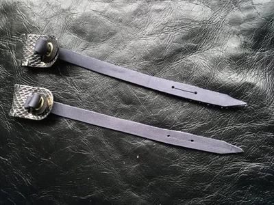 Falconry Alymeri Jesses & anklets. Dark-grey Jesse/Silver tipped reptile anklet. - Image 1 of 2