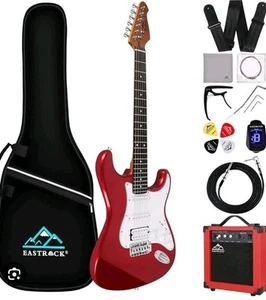 39in Full Size Beginner Electric Guitar Starter Kit w/Case, Strap, 10W Amp, Stri - Picture 1 of 16