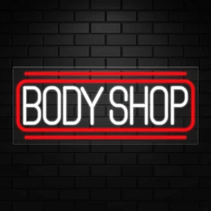 Body Shop Sign for Business Displays | LED Flex Neon | 32"W x 13"H x 1"D - Picture 1 of 5