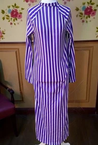 Vintage 60er Nachthemd lila weiß gestreift Mod 60s Landhaus Pyjama Kleid Pyjama M-L - Bild 1 von 6