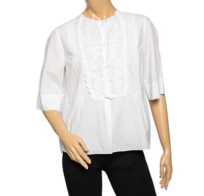 Isabel Marant Pintuck Ruffle Blouse Top Shirt Womens 36 4 US White Short Sleeve - Image 1 of 4