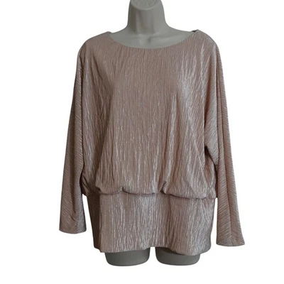 Blusa Top Chicos Terciopelo Arrugado Bandas Rosa Humo Mujer Talla 2 EE. UU. Talla L NUEVO Foto 1 de 4