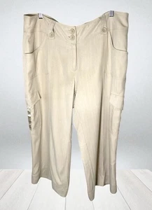 WHBM 100% Silk Khaki Capris Pockets Sz 14  - Bild 1 von 4