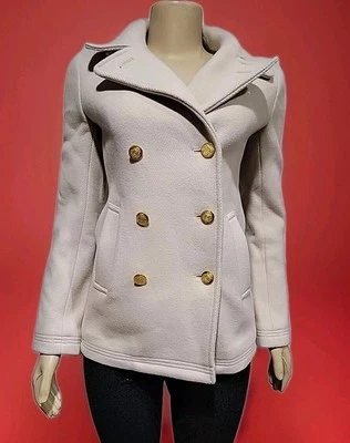 J. Casaco Crew The 2008 Andover tamanho 0 Peacoat em lã italiana duna marfim $298 #R1 - Imagem 1 de 4