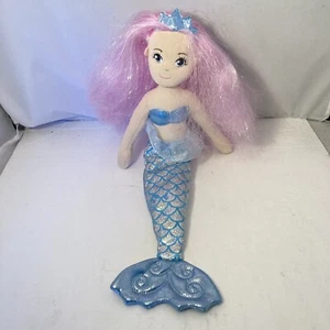 Crystal Aurora World Sea Sparkles Mermaid Doll Pink Hair Glitter 17" Plush Toy - Picture 1 of 6