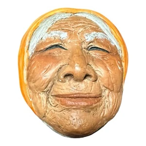 Handmade 1965 Alaskan Eskimo Wall Hanging Mask - S. Bradley Temple Eskimo Susie - Picture 1 of 13