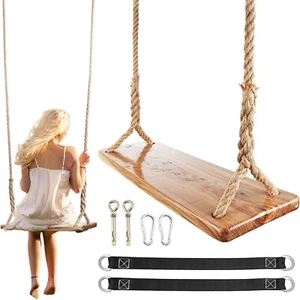 Wooden Tree Swing 500Lbs Adjustable Waterproof Seat Indoor Outdoor - Picture 1 of 7