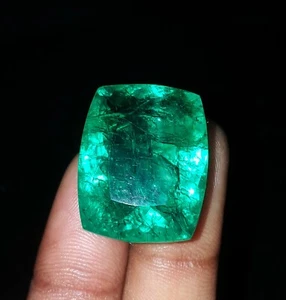 Certified Natural Green Emerald 41.63 Ct Loose Gemstone Huge Size Cushion Shape - Foto 1 di 11
