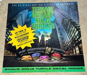 1990 MOVIE SOUNDTRACK MUSIC POSTER TEENAGE MUTANT NINJA TURTLES 24X24’’ USED - Picture 1 of 8