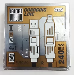 Nuevo cable de línea de carga MFISH 4 en 1 240 W 6,6 pies para iPhone y Android - Imagen 1 de 6