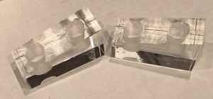 Pair Signed Oleg Cassini Crystal Candlestick Trapezoid Double Candle Holders - Picture 1 of 14