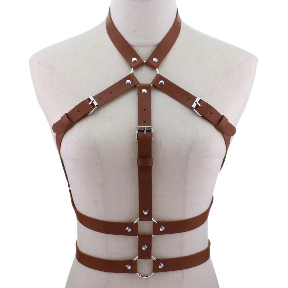 Mujeres Estilo Punk Cuero PU BDSM Sujetador Arnés Lencería Cuerpo Bondage Correas Foto 1 de 4