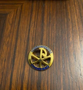 PHILOPTOCHOS SOCIETY Vintage Gold Filled Pin. Blue Enamel and gold - Picture 1 of 2