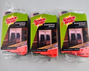 Scotch Brite Stainless Steel Cleaning Pad New In Bag Hard To Find 3M ( 3 pcs ) - Picture 1 of 4