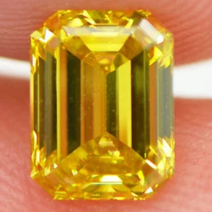 Smaragd Diamant ausgefallen gelb lose 0,98 Karat zertifiziert natürlich verbessert VVS2 - Bild 1 von 9