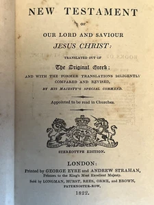 antik 1822 The New Testament Eyre & Strahan London Stereotype Edition Bibel - Bild 1 von 18