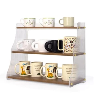 Coffee Mug Holder Wooden Cup Station Organizer 3 Tier Cup Holder for Coffee B... - Picture 1 of 7