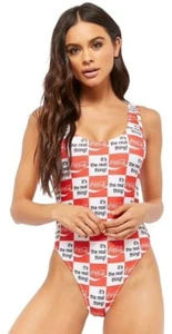 FOREVER 21 Coca-cola " It's The Real Thing " Swimsuit One-piece Bathing Suit Lad - Picture 1 of 4