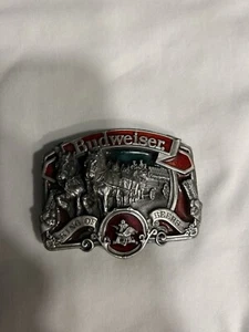 DE COLECCIÓN Budweiser Cerveza 3-D Clydesdale Wagon Hebilla de Cinturón W-42 - Imagen 1 de 5