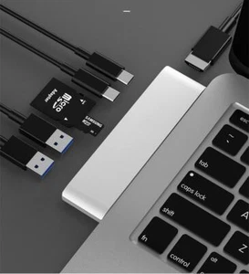 7-in-1 Double Type-C To HDMI USB3.0 Hubs PD SD/TF Adapters for 4K Projector Mac - Picture 1 of 11