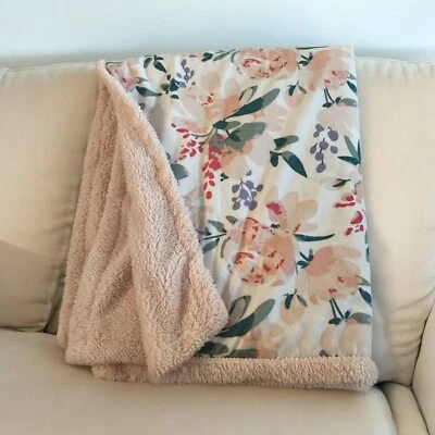 Розовый норковый цветочный Baby одеяло милый зеленый фиолетовый коттедж фермерский дом- - Изображение 1 из 4