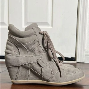 Ash Women's Bowie Perforated Suede Hi-Top Wedge Sneakers size 41 NWT Taupe - Picture 1 of 14