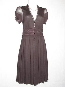 TO THE MAX Brown Cap Sleeves Sheer Rayon DRESS SZ 2 NEW - Picture 1 of 6