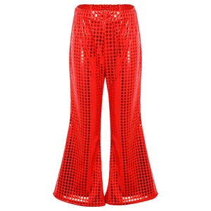 Kids Sequined Pants Shiny Sequins Dance Clothing Cheer-leading Disco Costume - Picture 1 of 147