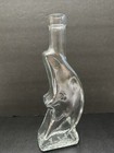 Vintage Glass Smiley Man Face Quarter Half Moon Bottle Decanter Made In Italy