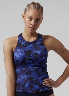 ATHLETA Maldives Bra Cup Tankini Top 34 B/C Underwire Camo Blue Quick Drying UPF - Image 1 of 4