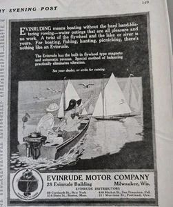 Evinrude Motor Company 1919 barco navegación anuncio de colección - Imagen 1 de 1